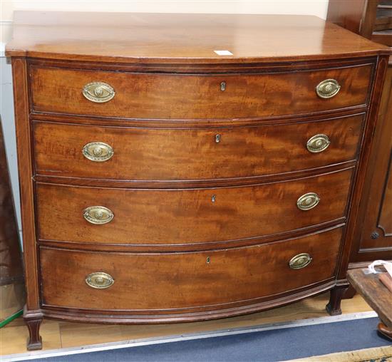 A Regency mahogany bowfront chest W.112cm